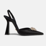 Versace Women LA Medusa Satin Sling-Back Pumps in 10.5cm Heel Hight