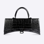 Balenciaga Women Hourglass Stretched Top Handle Bag in Black