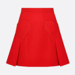 Dior Women Dioramour Miniskirt with Heart-Shaped Pockets Red Wool and Silk