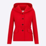 Dior Women Fitted Hooded Jacket Red Wool and Silk