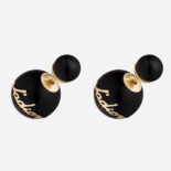Dior Women Tribales Earrings Antique Gold-Finish Metal and Black Lacquer Pearls