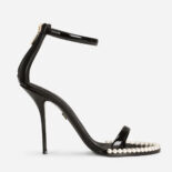 Dolce Gabbana D&G Women Patent Leather Sandals with Pearls