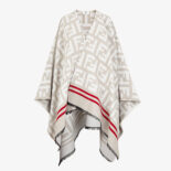 Fendi Women FF Poncho Multicolor Wool and Silk Poncho-White