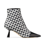 Jimmy Choo Women Kix/Z 65 Black Nappa and Latte and Black Star Houndstooth Printed Wool Ankle Boots
