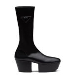 Prada Women Technical Nappa Leather Platform Boots-Black