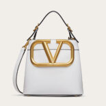 Valentino Women Garavani Supervee Handbag in Calfskin Leather-White