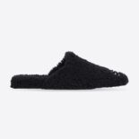 Balenciaga Women Cosy BB Mule in Black Fake Shearling