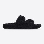 Balenciaga Women Mallorca Sandal in Black Fake Shearling