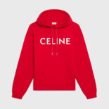 Celine Women Loose Celine Sweatshirt in Cotton Fleece-Red