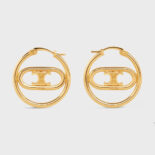 Celine Women Maillon Triomphe Bold Hoops in Brass with Gold Finish