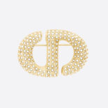 Dior Women CD Navy Brooch Gold-Finish Metal and White Crystals