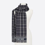 Dior Women Checkndior Pop Stole Navy Blue Cashmere Silk and Cotton