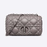 Dior Women Medium Dior Caro Bag Steel Gray Quilted Macrocannage Calfskin