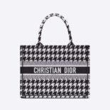 Dior Women Small Dior Book Tote Black Houndstooth Embroidery