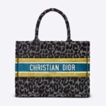 Dior Women Small Dior Book Tote Gray Mizza Embroidered Velvet