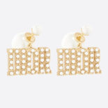 Dior Women Tribales Earrings Gold-Finish Metal and White Resin Pearls