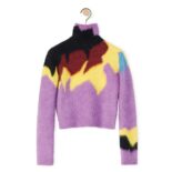 Loewe Women Intarsia Turtle Neck Sweater in Wool