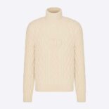 Dior Men Stand Collar Sweater Ecru Cashmere Cable Knit