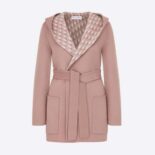 Dior Women Cropped Coat with Hood and Belt Rose Des Vents Double-Sided Wool