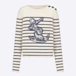 Dior Women Mariniere Embroidered Sweater Ecru Cashmere Knit