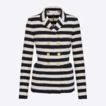 Dior Women Mariniere Marlene Jacket Navy Blue and Ecru Double-Breasted Cotton Knit