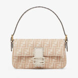 Fendi Women Medium Baguette 1997 Beige FF Wool Bag