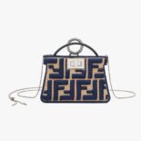 Fendi Women Nano Peekaboo Charm Gray FF Canvas Charm-Black