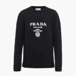 Prada Women Cashmere and Wool Prada Logo Crew-Neck Sweater-Black