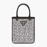 Prada Women Small Crystal-Studded Satin Tote Bag-Black