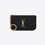 Saint Laurent YSL Women Monogram Key Pouch in Matelassé Leather