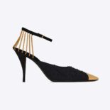 Saint Laurent YSL Women Sling Chain Pumps in Boucle Tweed