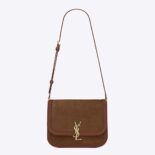 Saint Laurent YSL Women Solferino Medium Satchel in Leather and a Braided Suede Print