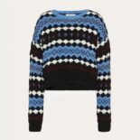 Valentino Women Embroidered Wool Sweater-Blue
