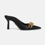 Versace Women Medusa Chain Nappa Leather Mules-Black