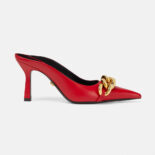 Versace Women Medusa Chain Nappa Leather Mules-Red