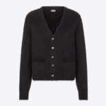 Dior Men Peter Doig Cardigan Blue Technical Mohair and Wool Brushed Jersey