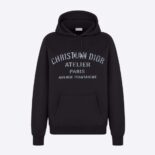 Dior Women Oversized 'Christian Dior Atelier' Hooded Sweatshirt Black Cotton Fleece