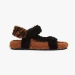 Fendi Women Feel Black Sheepskin Sandals