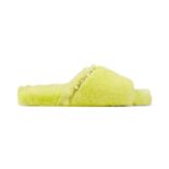 Jimmy Choo Women Acinda Slipper Lime Shearling Slippers with Crystal and Pearl Detailing