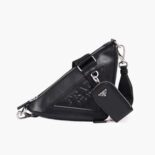 Prada Women Leather Triangle Shoulder Bag-Black