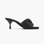Prada Women Satin Sandals with Crystals-Black