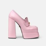 Versace Women Intrico Platform Loafers in 15cm Heel Height-Pink