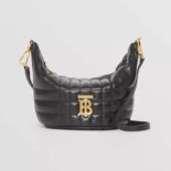 Burberry Women Small Quilted Lambskin Crescent Lola Bag-Black