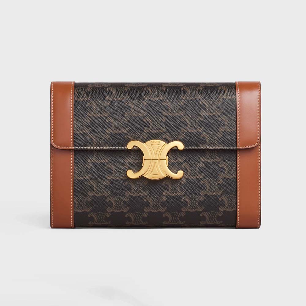 Celine Women Strap Bag Triomphe in Triomphe Canvas and Calfskin