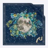 Dior Women Zodiac Square Scarf Navy Blue Silk Twill