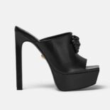 Versace Women La Medusa Platform Mules in Calf Leather-Black