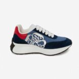 Alexander Mcqueen Unisex Sprint Runner in Calf Leather-Blue