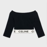 Celine Women Athletic Knit Crop Top-Black