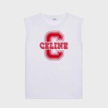 Celine Women C Cotton Jersey Tank Top-White