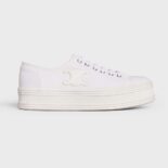 Celine Women Jane Low Lace-up Sneaker in Canvas and Calfskin